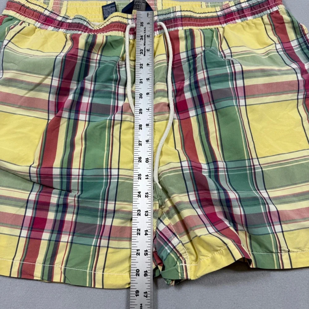 Polo Ralph Lauren‎ Mens XXL Madras Plaid Swim Trunks Yellow Green Red Mesh Lined